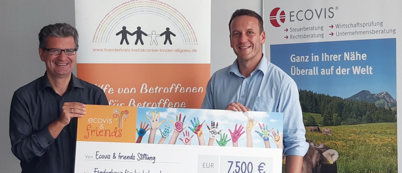 Ecovis & friends spendet 7.500 Euro für den Förderkreis für krebskranke Kinder im Allgäu e.V.
